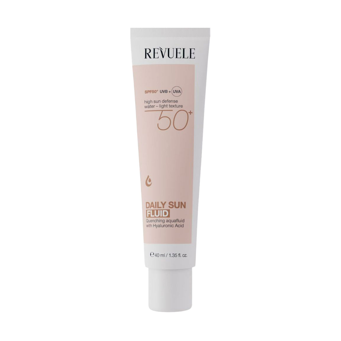 Сонцезахисний щоденний флюїд для обличчя Revuele Daily Sun Fluid, SPF 50+, з гіалуроновою кислотою, 40 мл